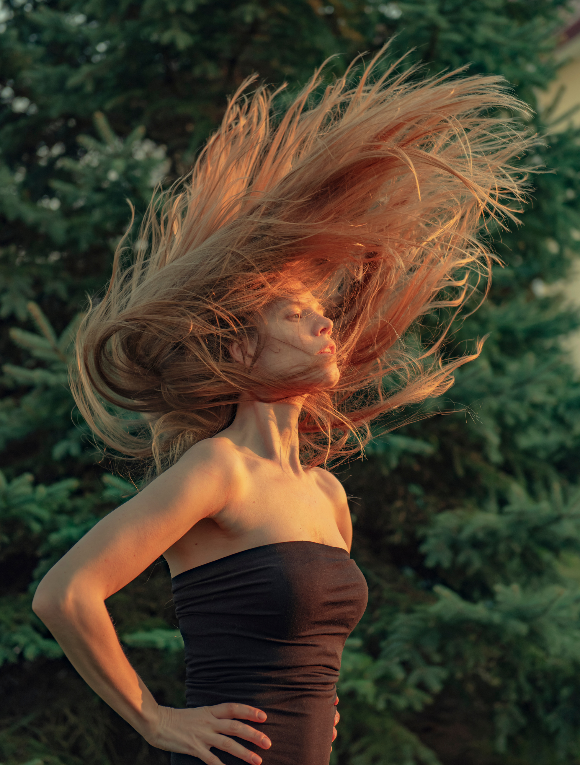 flying hair in nature